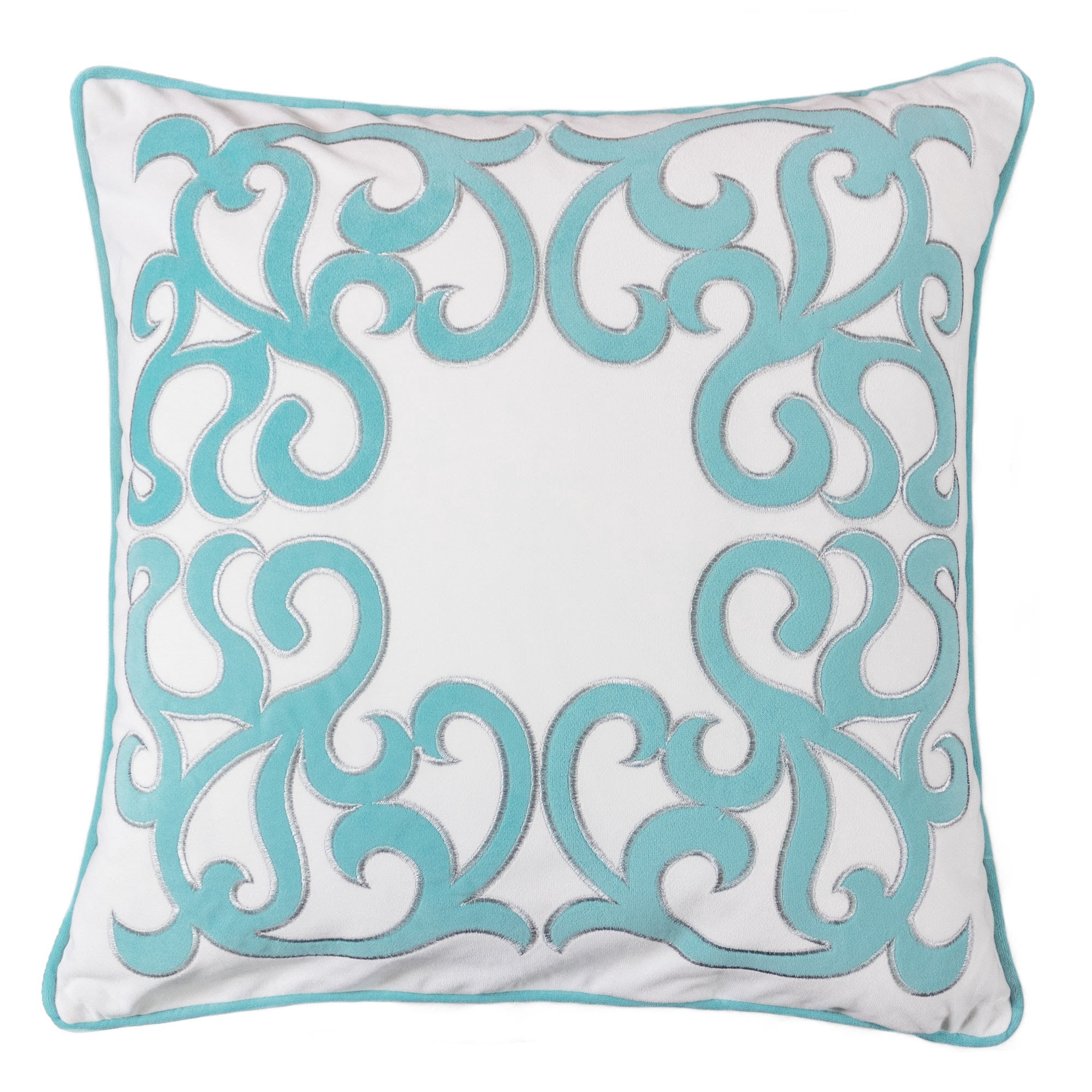 Jordan Turquoise Geometric Polyester 20 in. x 20 in. Throw Pillow