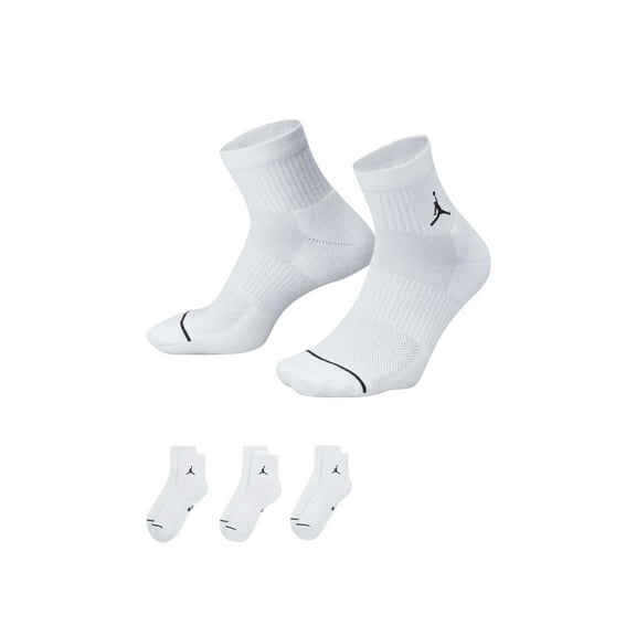 Jordan White Everyday Unisex Ankle Socks (3 Pair) - L