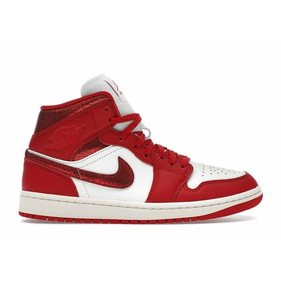 Jordan Women's 1 Mid SE Red Cracked Leather Shoes, from StockX