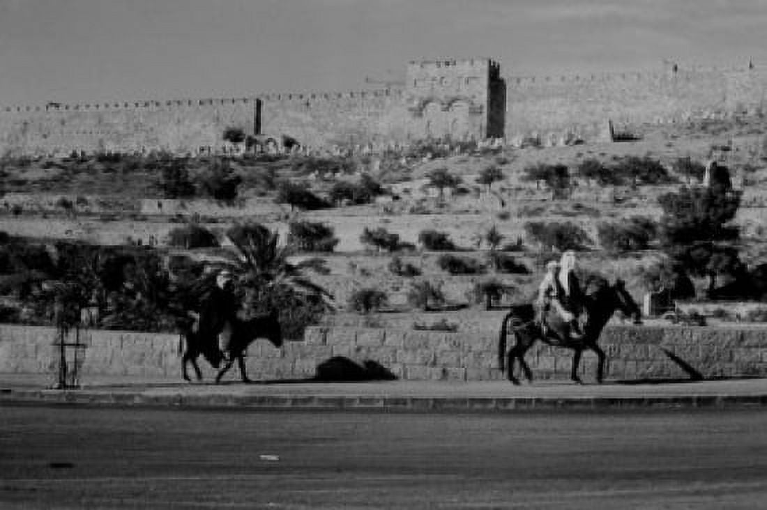 Jordan people travelling on donkeys Canvas Art - (18 x 24)