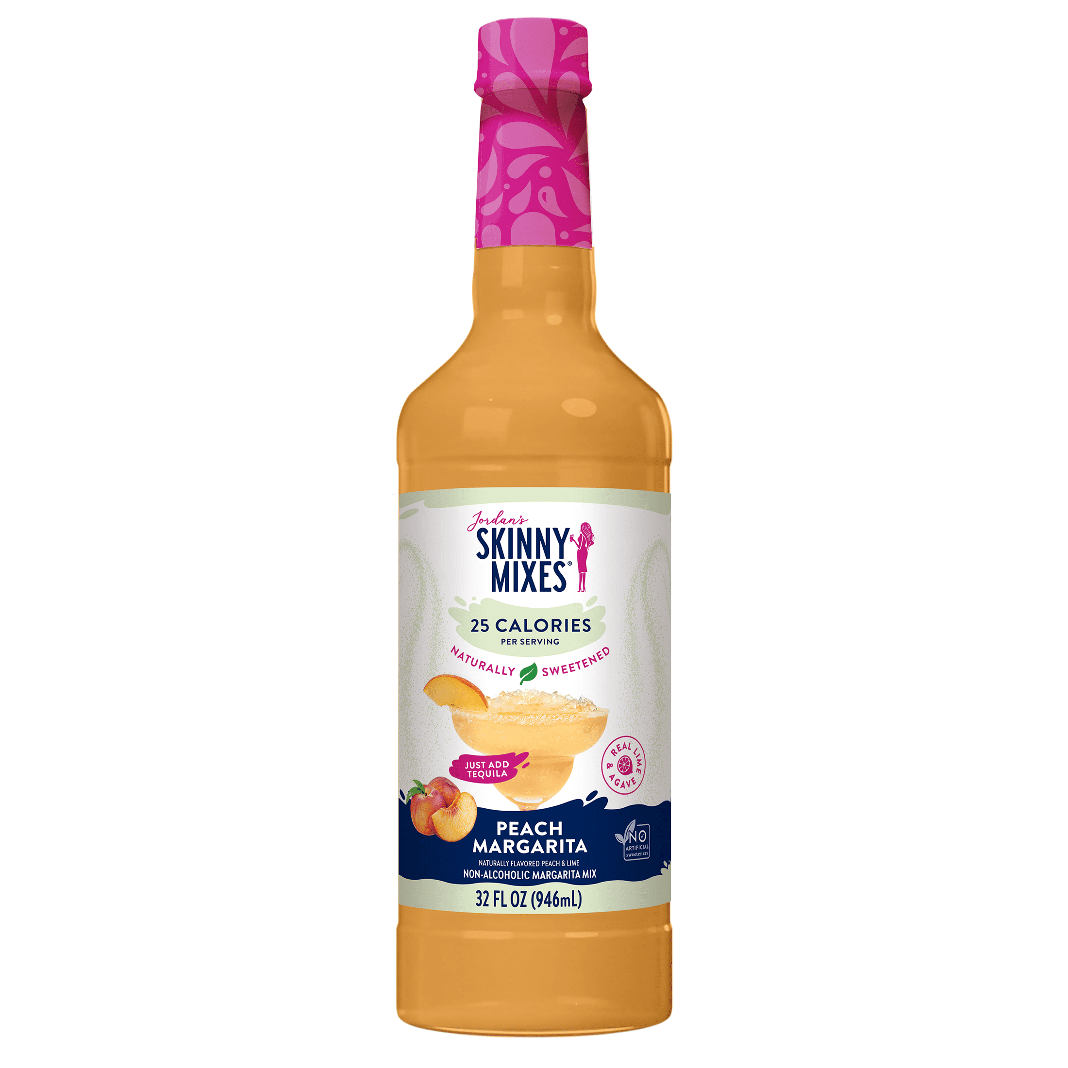 Jordan's Skinny Mixes Natural Peach Margarita Mixer Liquid Syrup, 32 fl oz