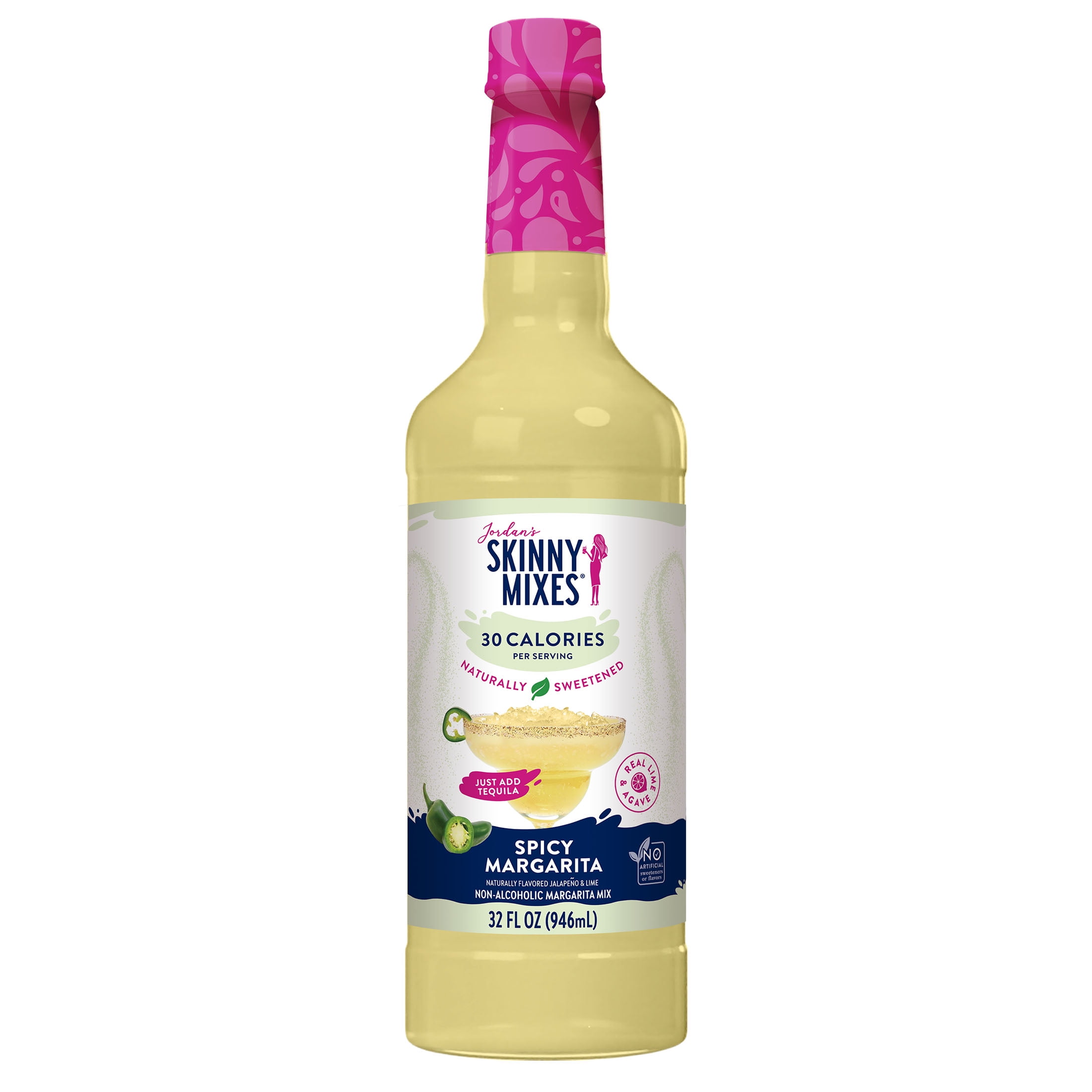 Jordan's Skinny Mixes Natural Spicy Margarita Mixer Liquid Syrup, Plastic Bottle, 32 fl oz