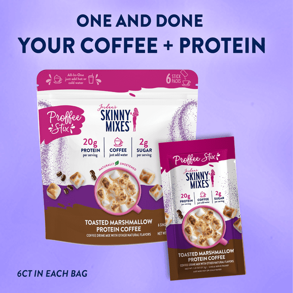 Jordan’s Skinny Mixes Proffee Stix Toasted Marshmallow Protein Coffee Mix, 6 Count