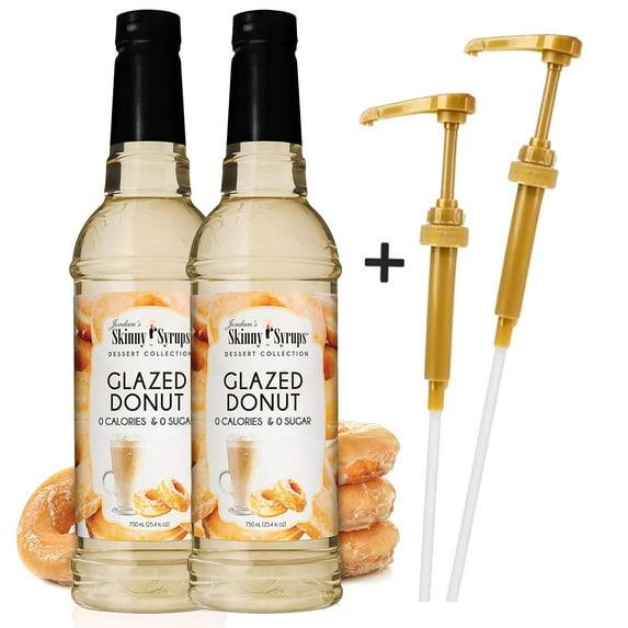 Jordan's Skinny Syrup - Glazed Donut Sugar Free, 25.4 Fl.Oz (750 ml) + Gold Syrup Pump l Pack of 2