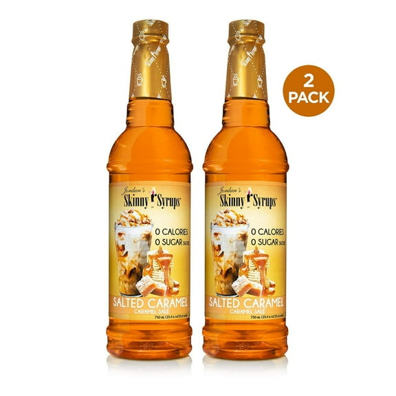Jordans Skinny Syrups | Sugar Free Salted Caramel Coffee Syrup | Healthy Flavors with 0 Calories, 0 Sugar, 0 Carbs | 25.4 Fl Oz (Pack of 2) Packaging may Vary