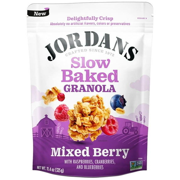 Jordans Cereals | Delightfully Crisp Slow-baked Granola | No Artificial Flavors, Colors, or Preservatives | Healthy Snacks for Adults & Kids | 11.4 oz (325 Grams, Mixed Berry)