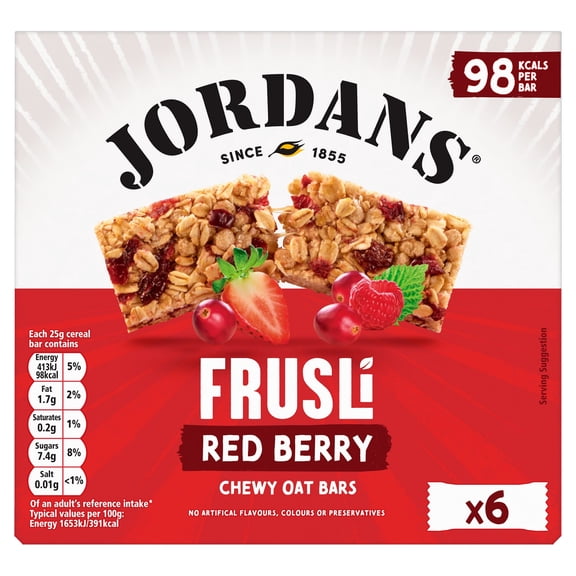 Jordans Frusli Red Berry Cereal Bars 6 x 25g, Imported from Britain