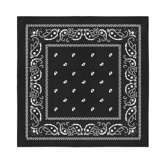 Jordefano Cowboy Western Set of 6 Paisley Cotton Bandannas Set (Black)