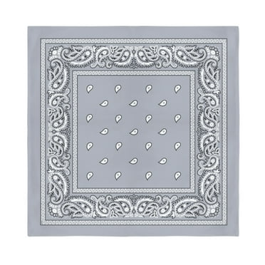 Jordefano Paisley Polyester Unisex Bandanas - Pack of 14 - Bulk Wholesale (Grey)