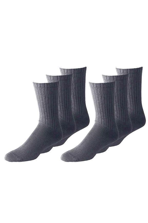 Unisex Crew Athletic Sports Cotton Socks 35 Pack (6-8, Grey)