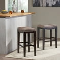 thumbnail image 1 of Jordon Backless 26" Fabric Counter Stools, Set of 2, Gray, Dark Brown, 1 of 8
