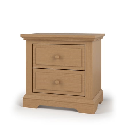 Child Craft Jordyn 2-Drawer Nightstand with Crowned Molding, Pine Wood Construction, Biscotti