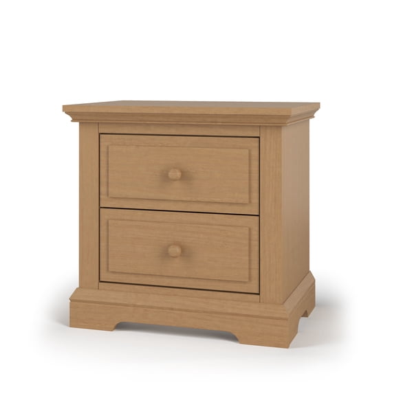 Child Craft Jordyn 2-Drawer Nightstand with Crowned Molding, Pine Wood Construction, Biscotti