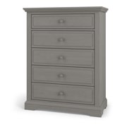 Child Craft Jordyn 39" 5-Drawer Chest for Nursery or Bedroom, Anti-Tip Kit, Traditional Style, Lunar Gray