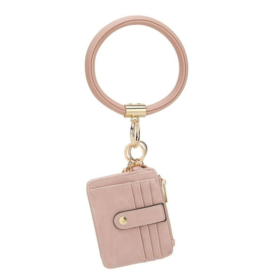 Jordyn Vegan Leather Bracelet Keychain with a Credit Card Holder