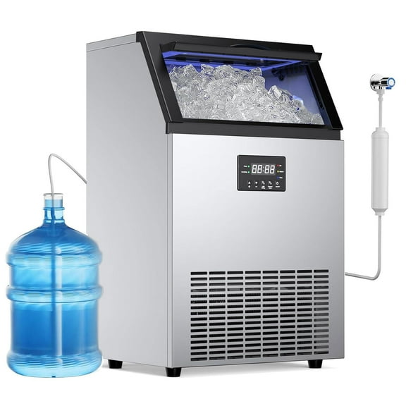 Joreek Commercial Ice Maker Machine 200lbs/24h, 45lbs Capacity Freestanding & Under Counter Ice Machine, NSF & ETL Certified Clear Ice Cubes Ready in 8-15min