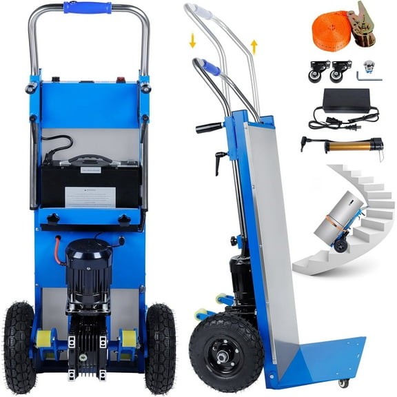 Joreek Electric Stair Climbing Dolly 1200W Powered Stair Climbing Hand Trucks 880lbs Max Capacity Electric Dolly for Stairs with 4M Safety Rope