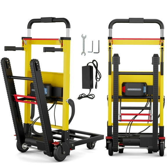 Joreek Electric Stair Climbing Dolly 400lb Max Load Heavy Duty 130W Motor Powered Stair Climber Dolly Cart 6 Wheels Motor Battery Powered