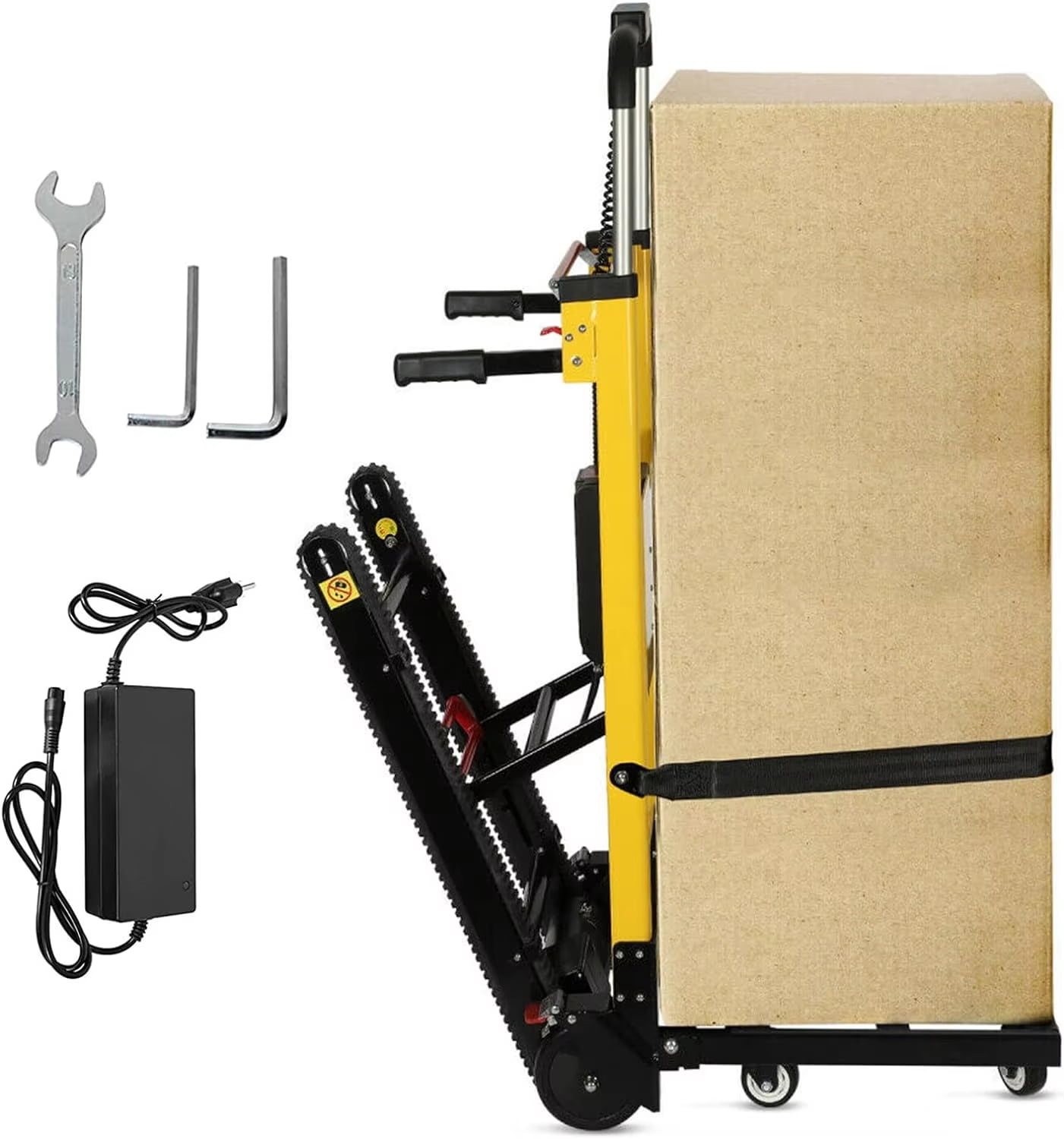 Joreek Electric Stair Climbing Hand Trucks 3 Adjustable Speeds Folding Stair Climbing Dolly Rubber Tracks for Up/Down Stairs 440lbs Max Load