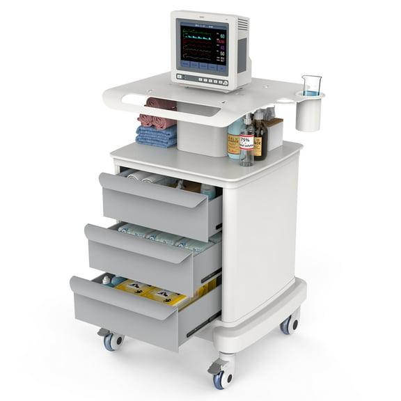 Joreek Rolling Medical Cart with Wheels and Drawers Mobile Trolley Carts Professional Ultrasound Cart with Caster Wheels for Hospitals, Offices