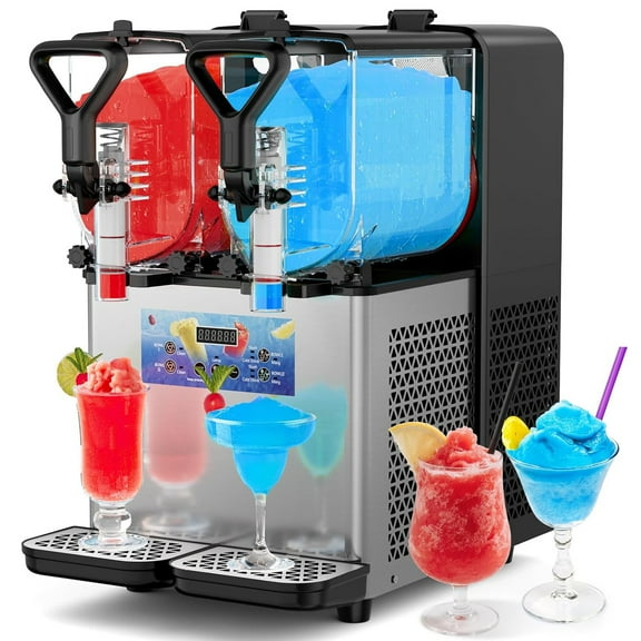 Joreek Slushy Machine 2 Gal/8L, 2 Tanks Frozen Drink Machine Stainless Steel Margarita Machine for Restaurant Home Party Bar Cocktail Alcohol Beverage Wine
