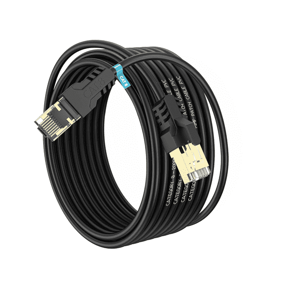 Jorenca Cat 8 Ethernet Cable 30FT, High Speed 40Gbps, 2000Mhz, 26AWG, Gold Plated RJ45 Connector, for Outdoor & Indoor, for/PC/Modem/Router/Gaming