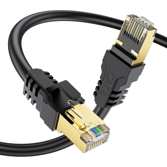 Jorenca Cat 8 Ethernet Cable 40Gbps 2000MHz, 6FT Supports Cat7 Cat6 Cat5e Cat5, High-Speed RJ45 Cable, Heavy-Duty Indoor/Outdoor, Gold-Plated, Weatherproof & UV-Resistant for Gaming, PC, Router
