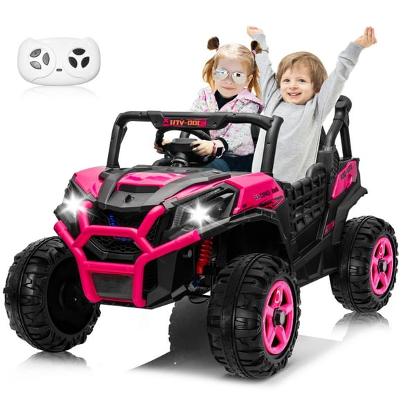 Jorfly 24V 2-Seater Ride on Car Truck w/4x200W, 20" Spacious Seat, 4WD/2WD Switchable, 5 Mph Max Speed, Rainbow Lights, Remote Control, Soft Start, Storage, Electric Car for Kids Ages 3-8