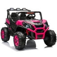 thumbnail image 1 of Jorfly 24V Ride On Car for Kids, Battery Powered Electric UTV Toys w/Remote Control, Gift Bow, 4x200W, 4WD/2WD, 3 Speeds, Shock Absorbers, Bluetooth, LED, 5MPH Max, Red, 1 of 9