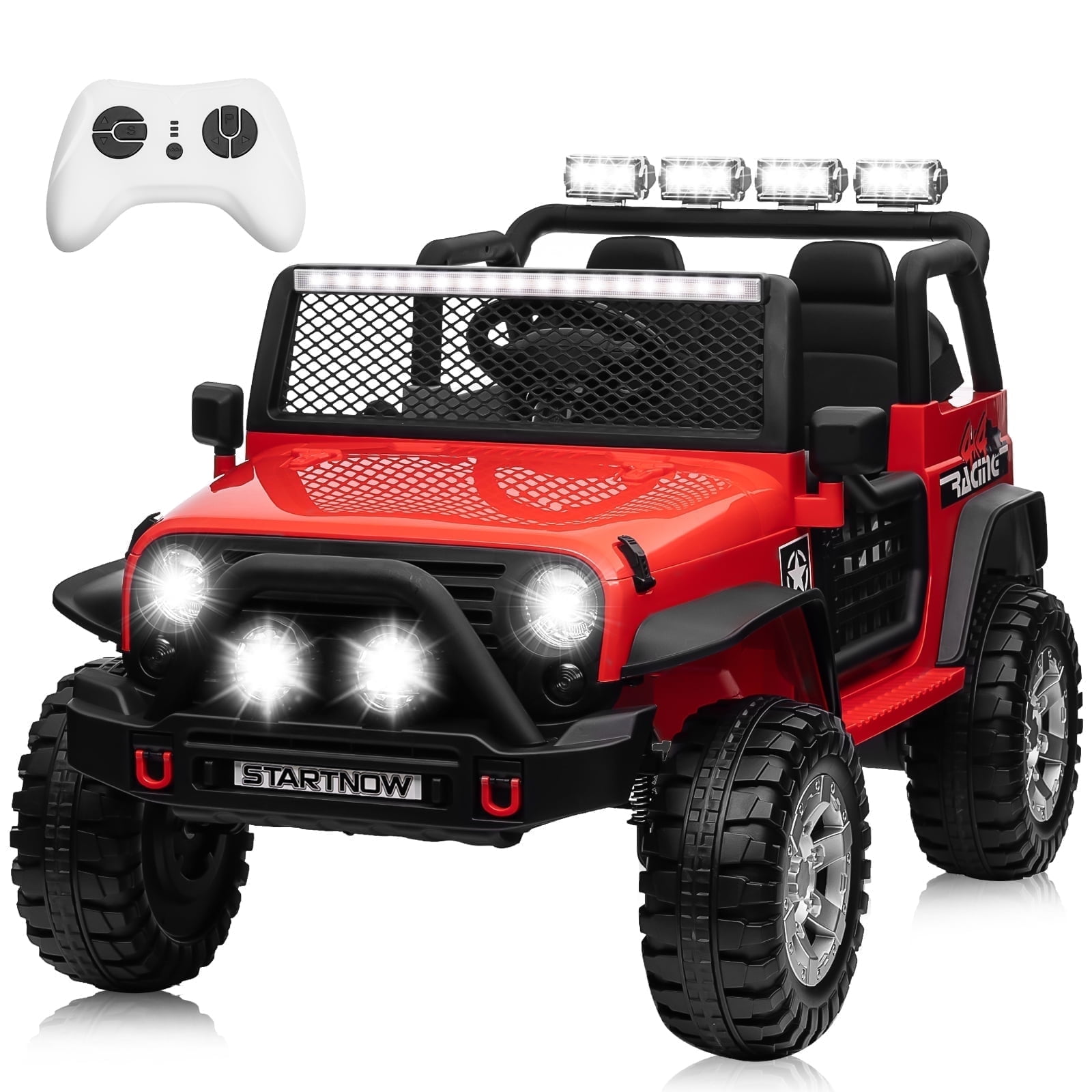 Jorfly 24V Powered Ride on Cars ,4WD Extra large Real 2 Seat Ride on Toys with Remote Control, LED Light, MP3 Player, Electric Vehicles Ride on Truck,Ultimate Electric Vehicle, Red