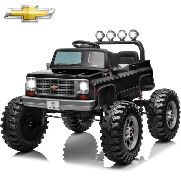 Chevrolet 24V Ride on Car, Battery Powered Electric Vehicle w/ Remote Control,XL 2 Seater, 20 Inch Wide Seat, Gift Flower, Power Car Wheels 24 Volt Big Truck for Boys Girls,Black