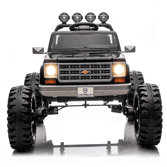 Jorfly 24V Ride on Car with Remote Control, XL 2 Seater 4WD/2WD Switchable Truck w/4X200W Motor, 20 Inch Wide Seat, Gift Flower Power Car Wheels 24 Volt Big Truck for Boys Girls,Black