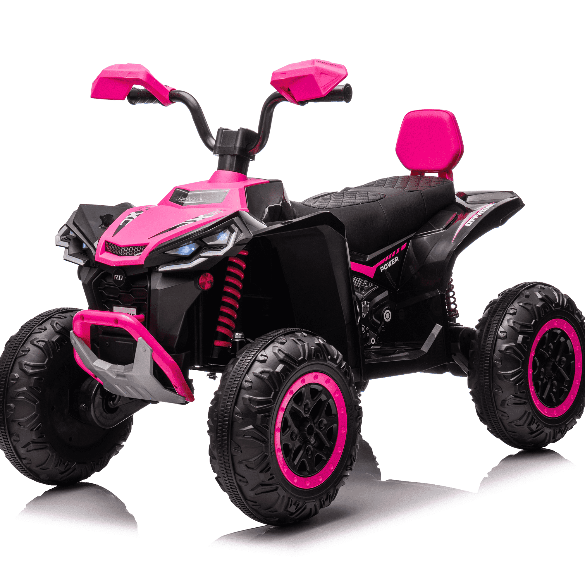 Jorfly 24V Ride on Truck ATV Car，Power Car Wheel 2-Seater Power Car Wheels Kids ATV – 800W 4WD Power with Remote Control & Extended Range Battery (Pink)