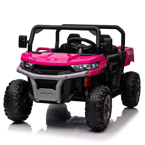 Jorfly 4WD 24V Ride-On Truck with Dump Bed&nbsp;–Power Car Wheels 2-Seater 800W Powered UTV with Remote Control, Bluetooth & LED Lights (Red)