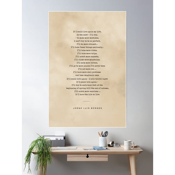Jorge Luis Borges Quote 05 - Typewriter Quote On Old Paper - Minimalist Literary Print Poster Wall Art, Modern Wall Decor For Living Room Bedroom, 8x12 UNFRAMED
