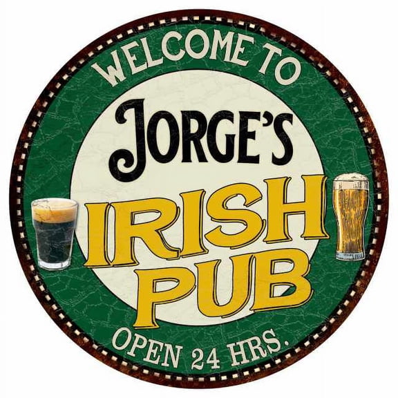 Jorge's Irish Pub 12" Round Metal Sign Kitchen Bar Wall Dcor 200120036188
