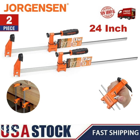 Jorgensen 2-pack Medium Duty Steel Bar Clamp Set with 600 lbs Load limit 24-inch