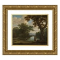 thumbnail image 1 of Joris van der Haagen 14x12 Gold Ornate Wood Frame and Double Matted Museum Art Print Titled - Landscape with Fisherman with a Square Net (C. 1645 - C. 1655), 1 of 4