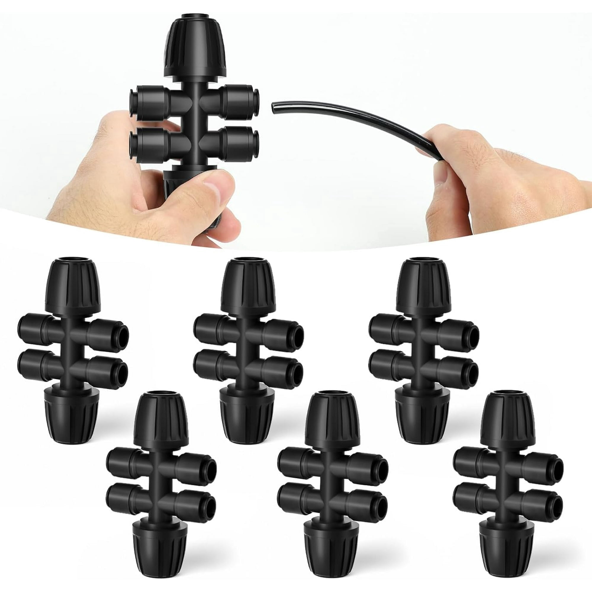 Jorking 1/2" to 1/4" Barb Tee Drip Irrigation Fittings for 4-Way Connector(6 Pack)