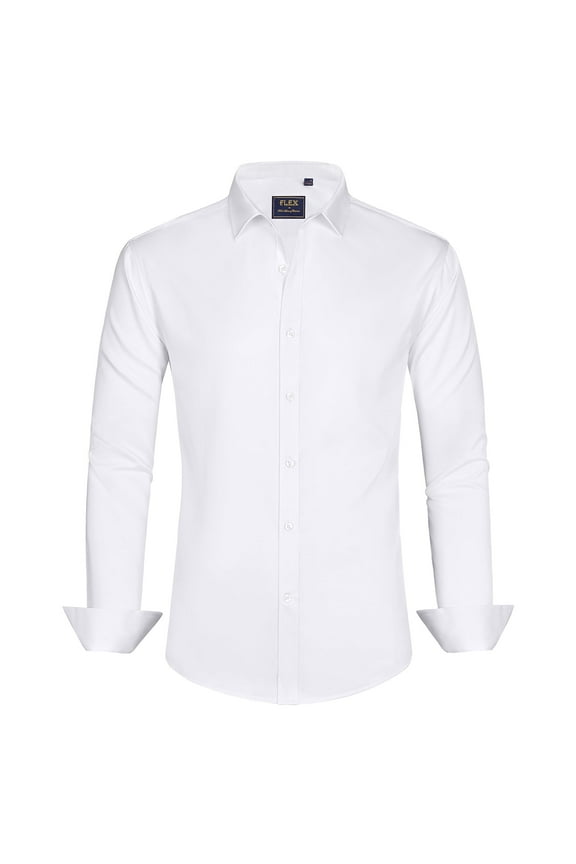 Men's Dress Shirt Long Sleeve Wrinkle-Free Stretch Solid Casual Button Down Shirts
