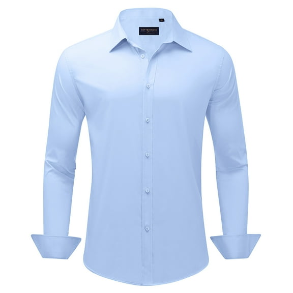 Jorlat Men's Dress Shirts Business Casual Button Down Shirts Stretch Stain Shield Long Sleeve Solid Formal Shirt