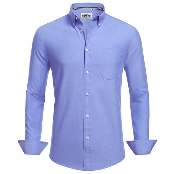 Jorlat Men's Long Sleeve Oxford Dress Shirt Solid Casual Button Down Collar Shirts with Pocket