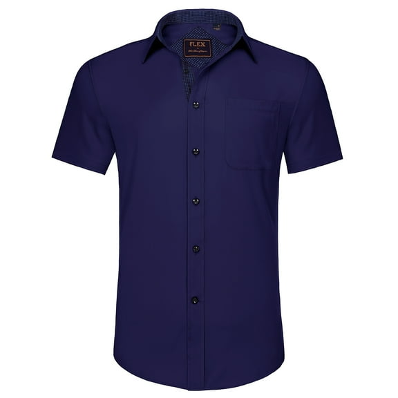 Jorlat Men's Short Sleeve Dress Shirts with Pocket Casual Button Down Wrinkle-Free Shirts Business Shirt