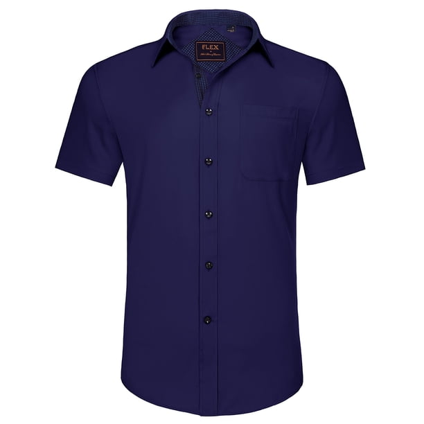 promotional short sleeve button down dress shirts Men's Short Sleeve Comfort Pique Button-Down Shirt