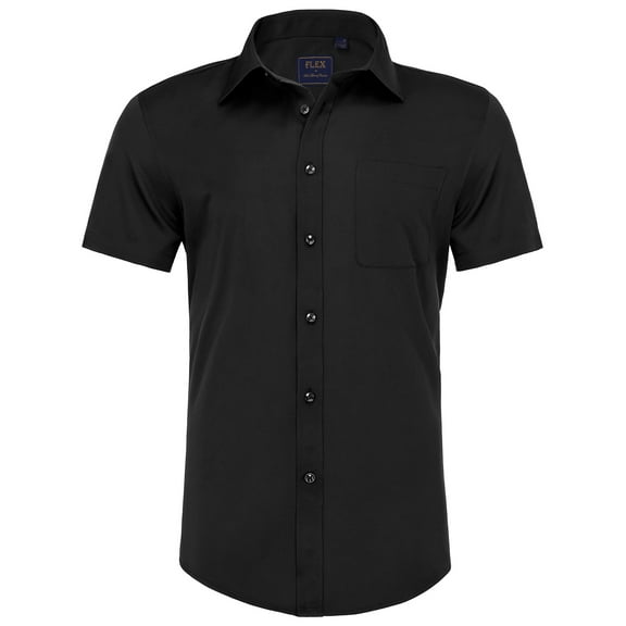 Jorlat Men's Short Sleeve Dress Shirts with Pocket Casual Button Down Wrinkle-Free Shirts Business Shirt