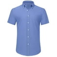 thumbnail image 1 of Jorlat Men's Short Sleeve Shirt Oxford Regular Fit Button Down Collar Shirts with Pocket, 1 of 7