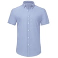 thumbnail image 1 of Jorlat Men's Short Sleeve Shirt Oxford Regular Fit Button Down Collar Shirts with Pocket, 1 of 7
