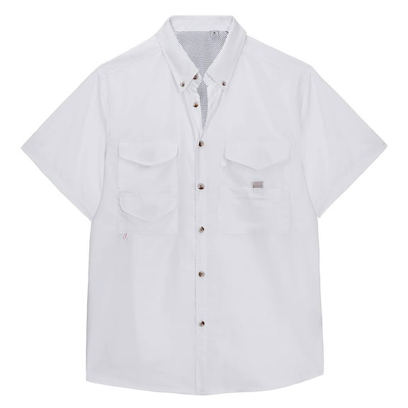 Jorlat Short Sleeve Fishing Shirt Wicking Sun Protection Fabric Casual Button Down Shirts