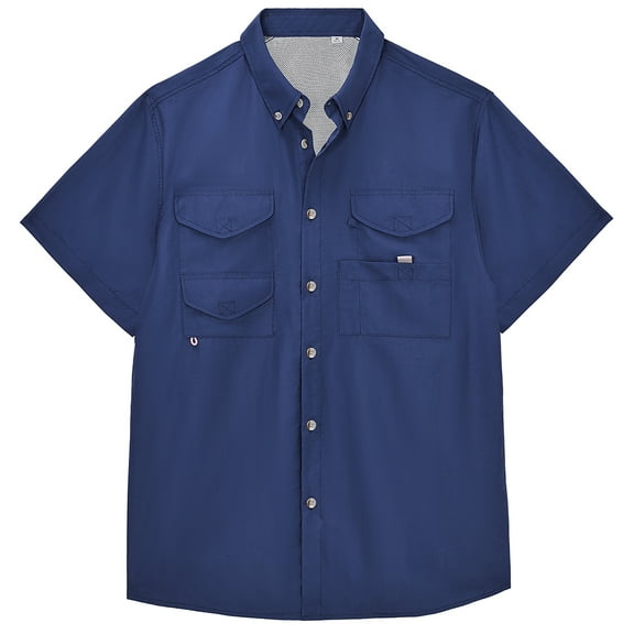 Jorlat Short Sleeve Fishing Shirt Wicking Sun Protection Fabric Casual Button Down Shirts