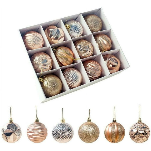 Jorlo 12 Pcs Christmas Ball Ornaments, Shatterproof Christmas Decorations Tree Balls Festival Widgets Pendant Hanging for Holiday Wedding Party Decoration